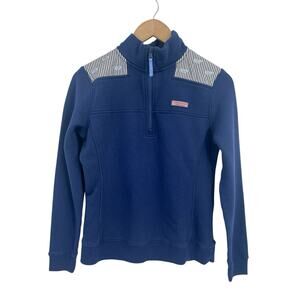 Vineyard Vines Navy Blue Embroidered What Shep Shirt Women’s XS 1/4 Zip
